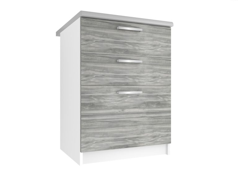 Corp de bucătărie inferior Belini cu sertare 60 cm gri antracit Glamour Wood cu blat TOR SDSZ60/1/WT/GW/0/E
