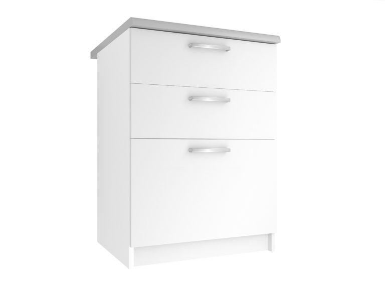Corp de bucătărie Belini inferior cu sertare  60 cm alb mat cu blat TOR SDSZ60/0/WT/WT/0/E
