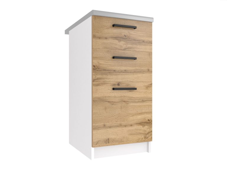 Corp de bucătărie Belini inferior cu sertare 40 cm stejar wotan cu blat TOR SDSZ40/0/WT/DW/0/B1
