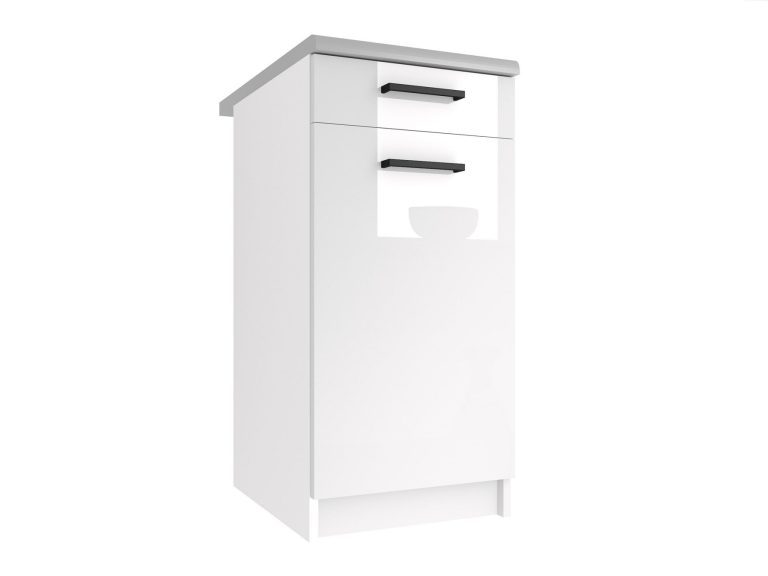 Dulap de bucătărie inferior Belini cu sertare 40 cm alb lucios cu blat INF SDSZ1-40/1/WT/W/0/B1