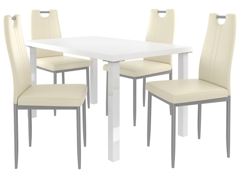 Set de sufragerie 1 + 4 Belini alb/crem Roberto ROB/0/ZES/W/4KR