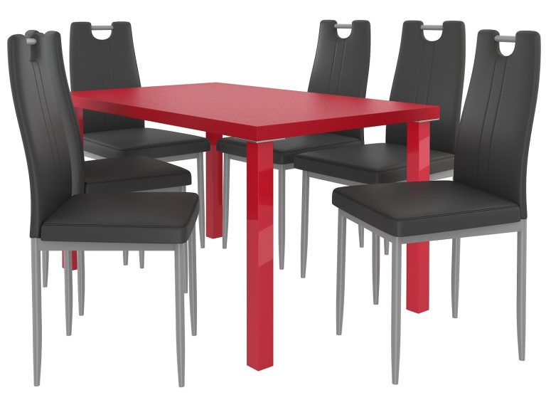 Set de sufragerie 1 + 6 Belini roșu/negru Moderno ROB/0/ZES/R/6B