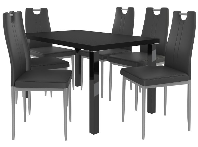 Set de sufragerie 1 + 6 Belini negru / negru Roberto ROB/0/ZES/B/6B
