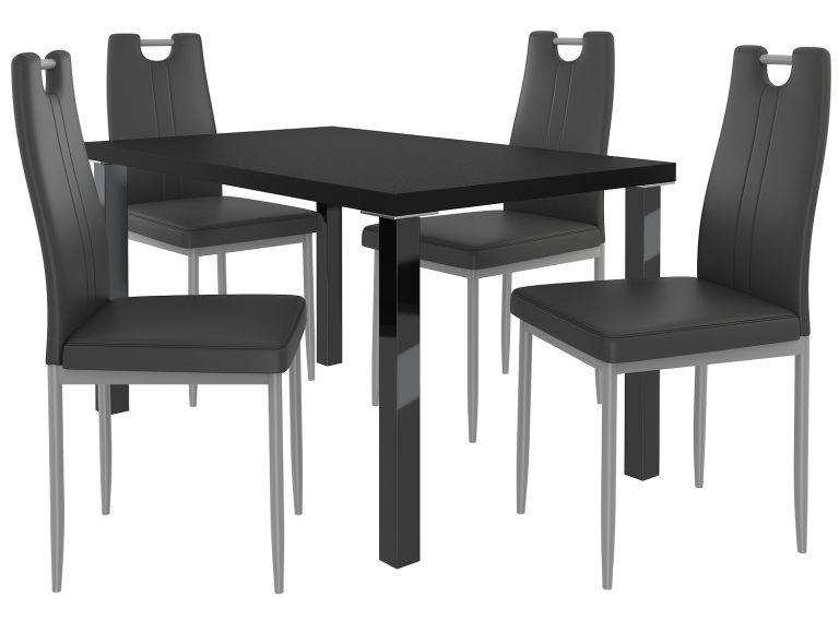 Set de sufragerie 1 + 4 Belini negru / negru Roberto ROB/0/ZES/B/4B