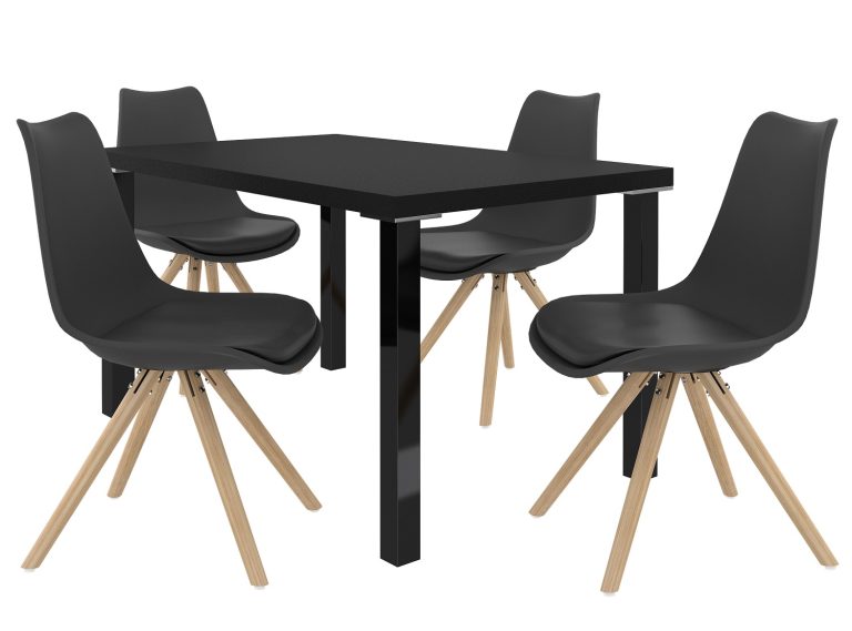 Set de sufragerie 1 + 4 Belini negru / negru Amareto AMA/0/ZES/B/4B