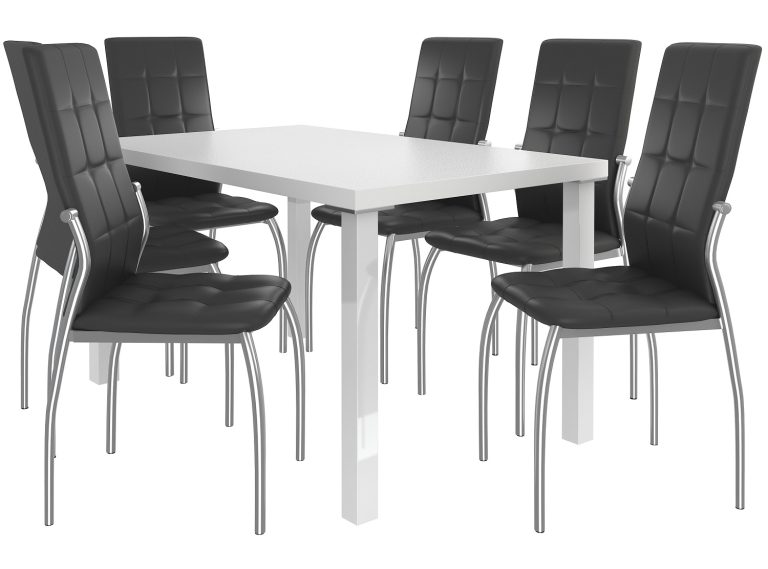 Set de sufragerie 1 + 6 Belini alb/negru Loreno LOR/0/ZES/W/6B