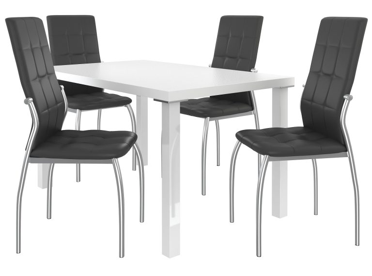 Set de sufragerie 1 + 4 Belini alb/negru Loreno LOR/0/ZES/W/4B