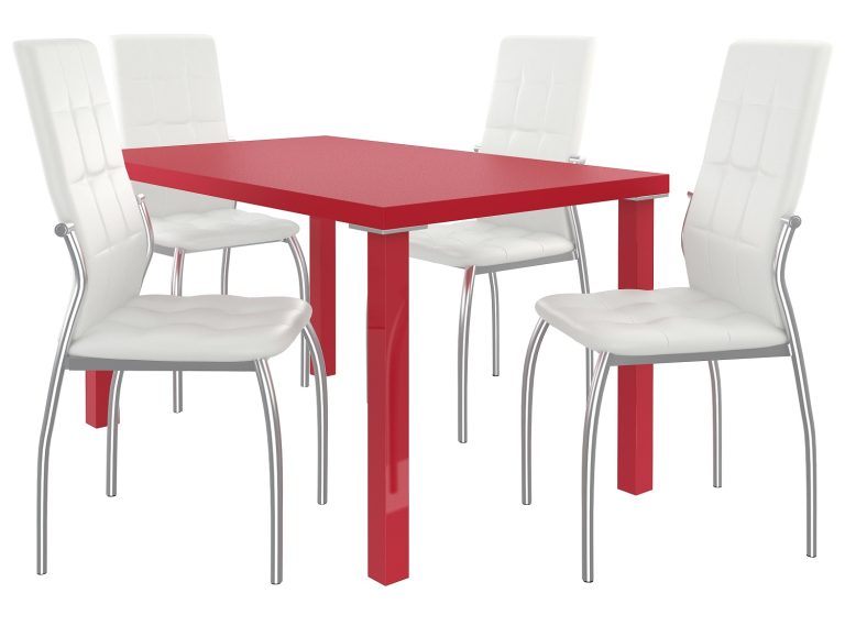 Set de sufragerie 1 + 4 Belini roșu/alb Loreno LOR/0/ZES/R/4W