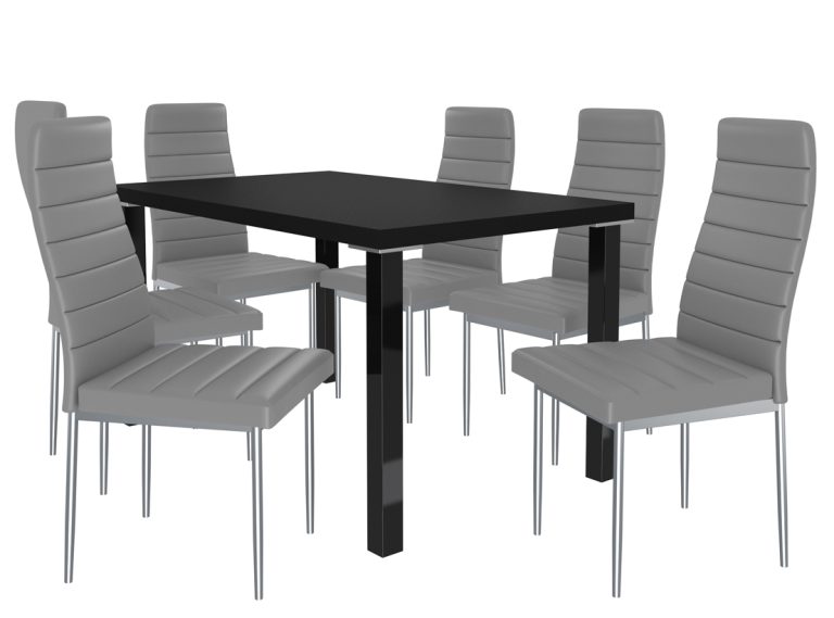Set de sufragerie 1 + 6 Belini negru / frasin Roberto MOD/0/ZES/B/6P