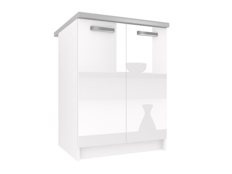 Dulap de bucătărie Belini inferior 60 cm alb lucios cu blat INF SD2-60/0/WT/W/0/F