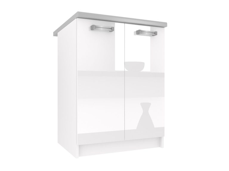 Dulap bucatarie Belini jos 60 cm alb lucios
cu blat de lucru INF SD2-60/0/WT/W/0/D
