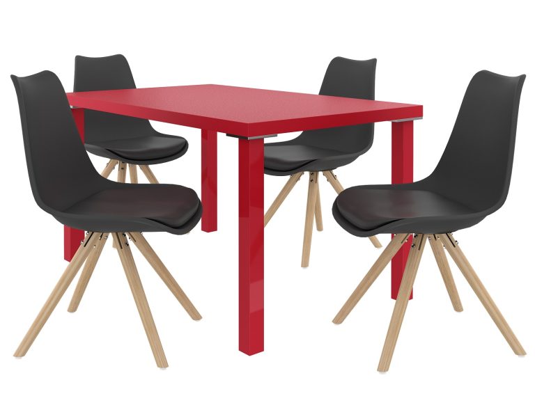 Set de sufragerie 1 + 4 Belini roșu/negru Amareto AMA/0/ZES/R/4B