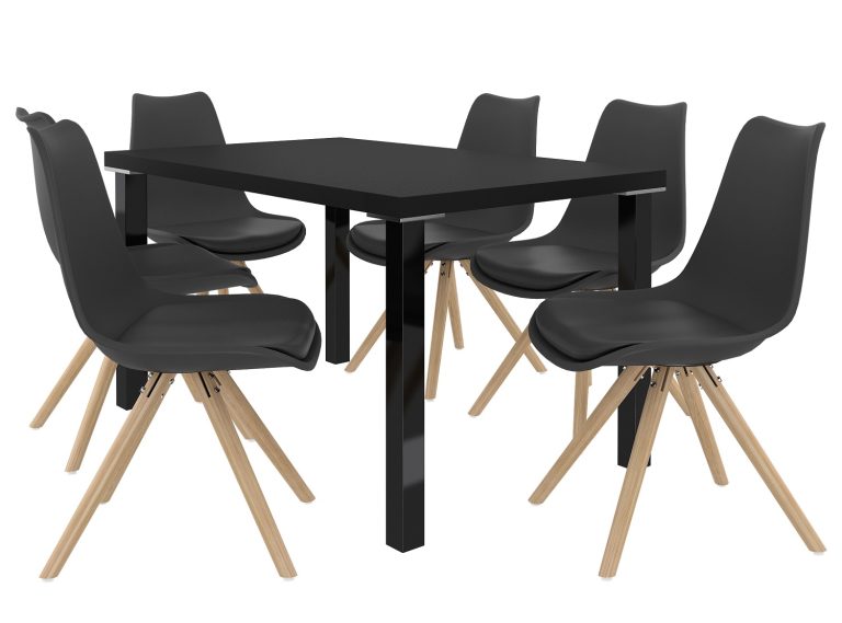 Set de sufragerie 1 + 6 Belini negru / negru Amareto AMA/0/ZES/B/6B
