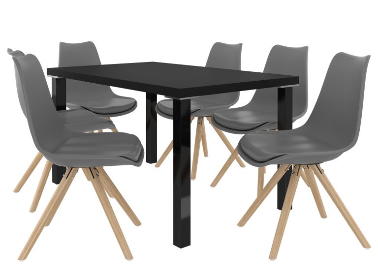 Set de sufragerie 1 + 6 Belini negru / frasinl Amareto AMA/0/ZES/B/6G