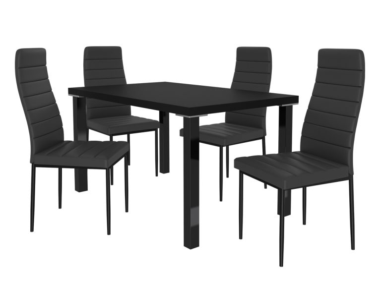 Set de sufragerie 1 + 4 Belini negru / negru Moderno MOD/0/ZES/B/4B