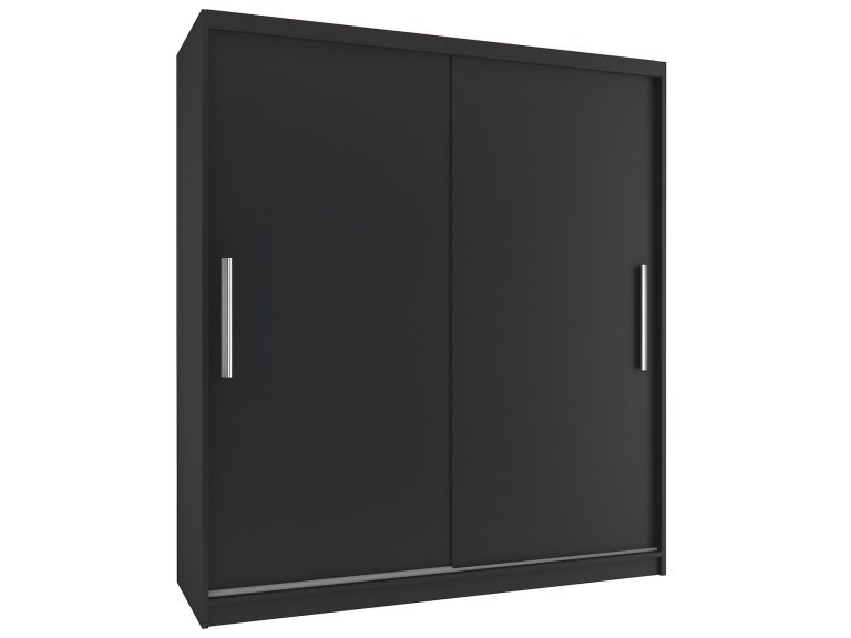 Dressing 133 cm Belini mat negru cu usi glisante SI SZP2/2/B/B/0/AL