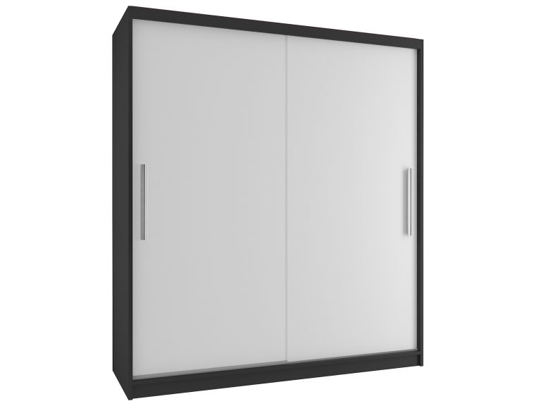 Dressing 133 cm Belini mat negru / mat alb cu usi glisante SI SZP2/2/B/W/0/AL