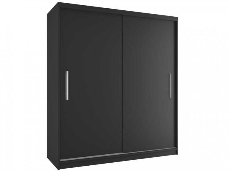 Dressing 158 cm Belini mat negru cu usi glisante SI SZP3/1/B/B/0/AL