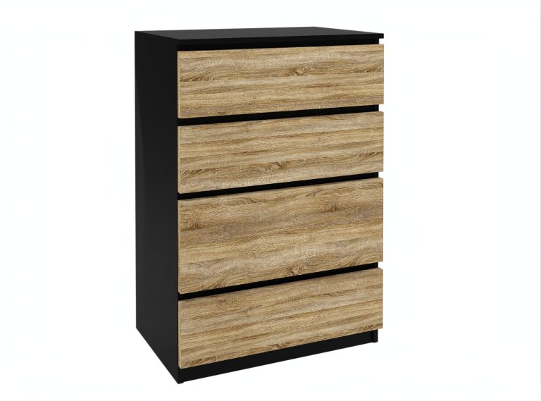 Comodă 33 Belini negru / stejar sonoma SI KOM1/1/B/DS/0/0