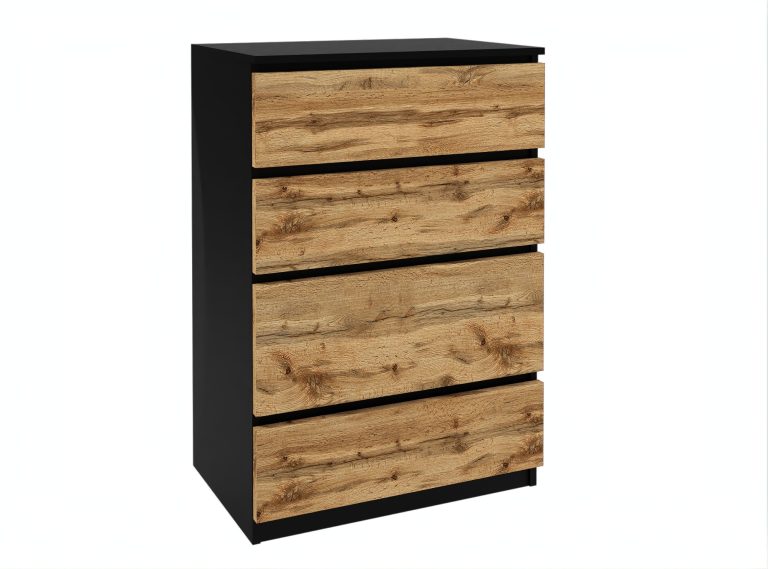 Comodă 34 Belini negru / stejar wotan SI KOM1/1/B/DW/0/0