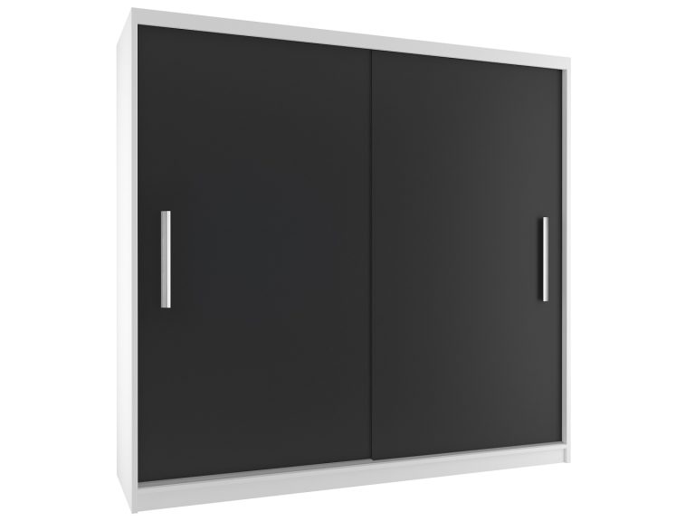 Dressing  200 cm Belini alb mat/negru mat cu usi glisante SI SZP1/2/W/B/0/AL