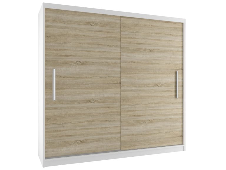 Dressing  200 cm Belini alb mat / stejar sonoma cu usi glisante SI SZP1/2/W/DS/0/AL