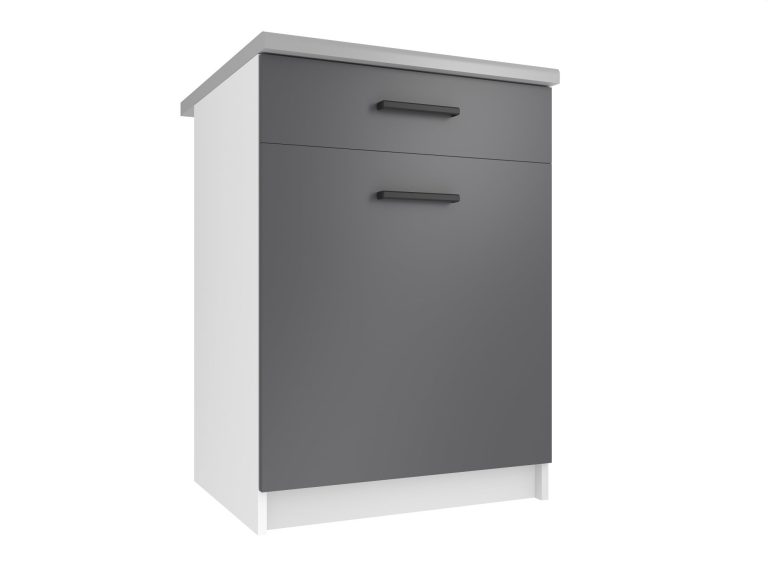 Dulap de bucatarie inferior Belini cu sertare 60 cm gri mat cu blat TOR SDSZ1-60/0/WT/SR/0/B1

