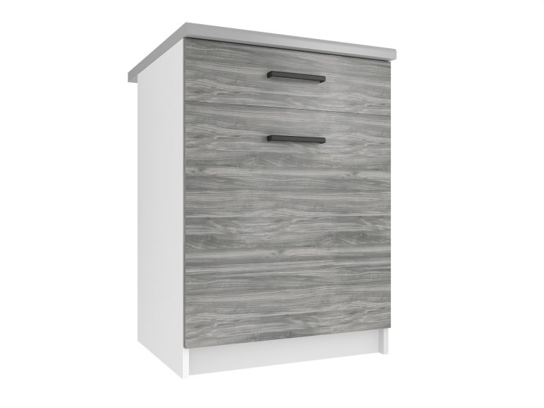Corp de bucătărie inferior Belini cu sertare 60 cm gri antracit Glamour Wood cu blat TOR SDSZ1-60/0/WT/GW/0/B1
