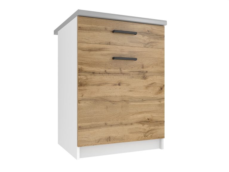 Corp de bucatarie inferior Belini cu sertare 60 cm stejar wotan cu blat TOR SDSZ1-60/0/WT/DW/0/B1
