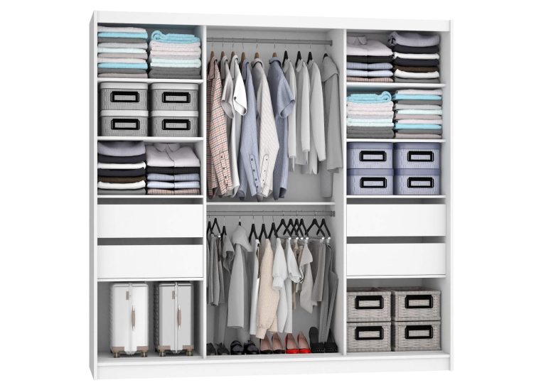 Dressing 200 cm Belini mat negru/gri mat cu usi glisante cu oglinda si sertare MT SZP5/1/B/SR/0/KLP