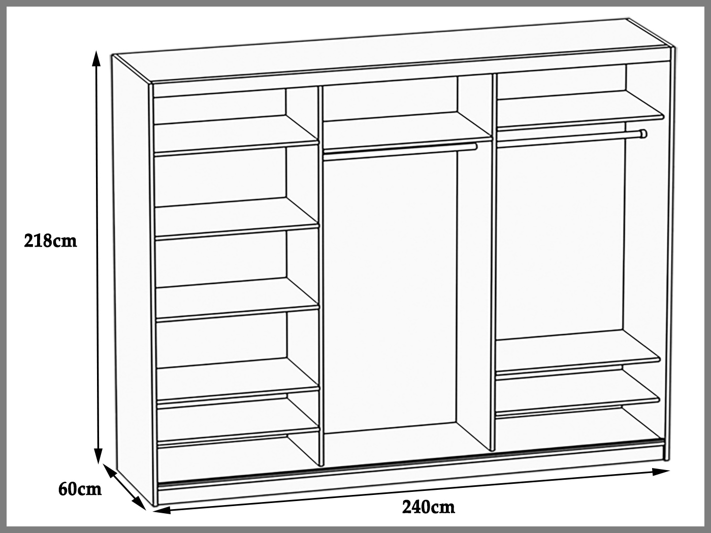 Dressing  232 cm Belini negru mat/alb mat cu usi glisante si oglinda MV SZP4/1/1B/2W1L/B/HI