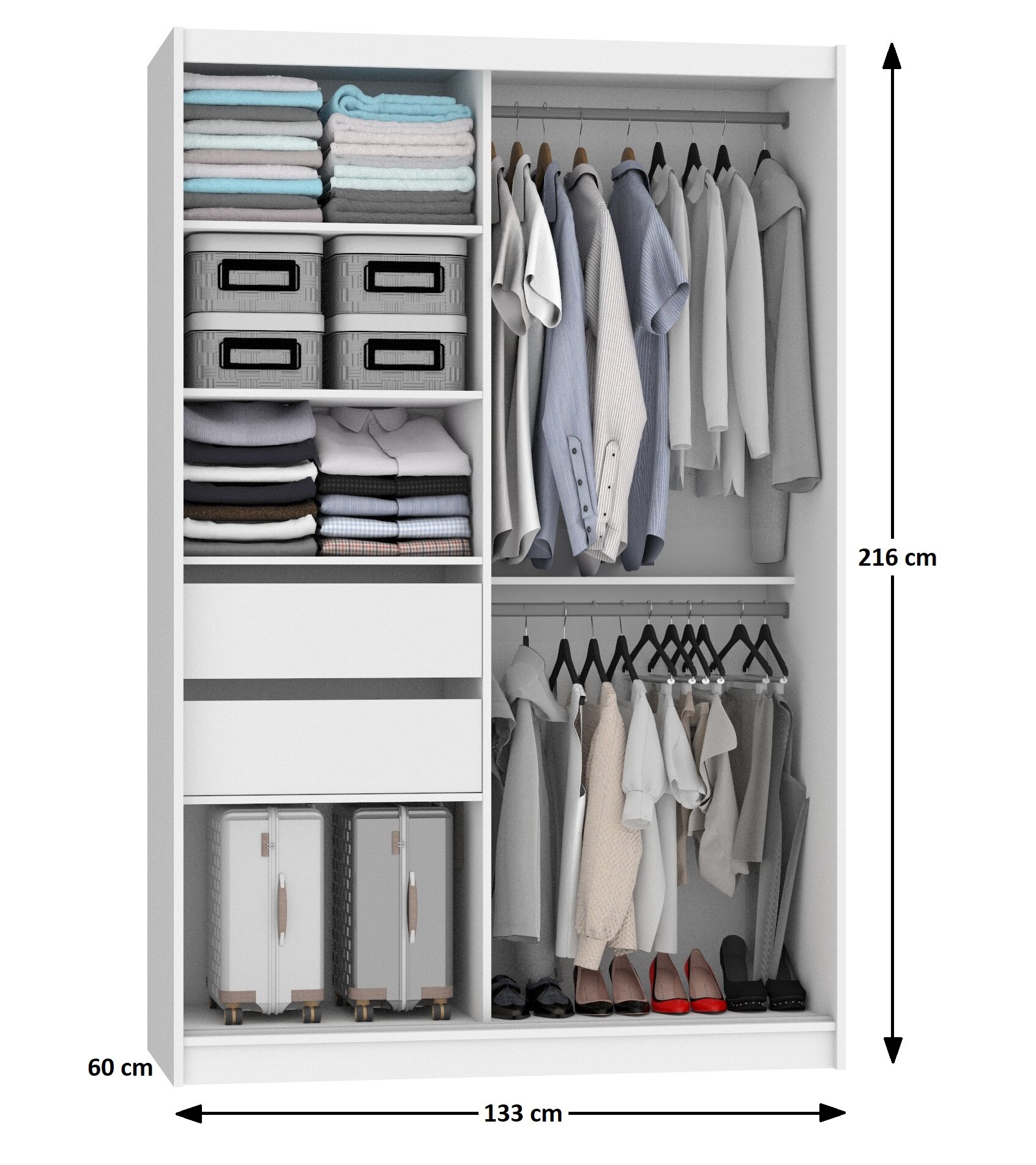Dressing 133 cm Belini negru mat / stejar wotan cu usi glisante cu oglinda si sertare MBP SZP6/1/B/DW/0/KLP