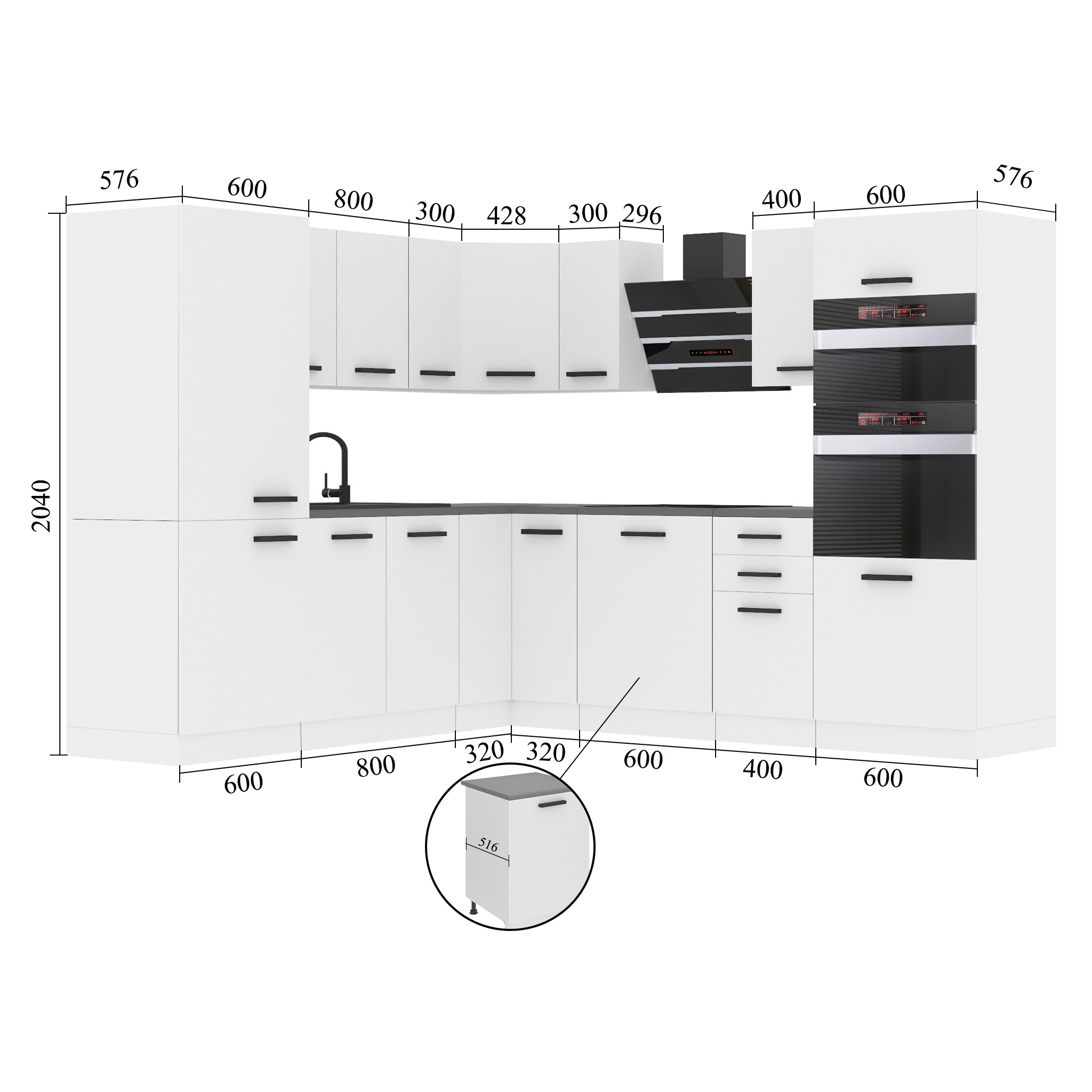 Mobila bucatarie Belini Premium Full Version 480 cm stejar sonoma cu blat TOR STACY/0/WT/DS/B/B1