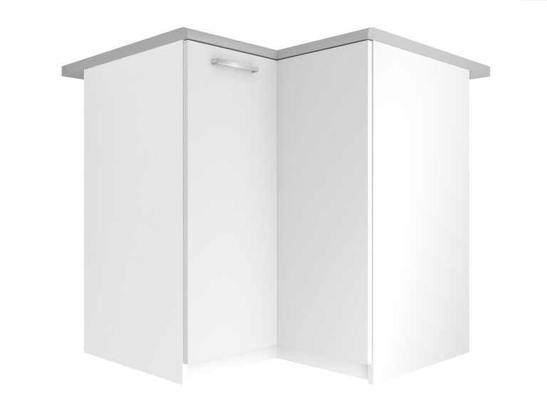 Corp de bucatarie inferior colt Belini 90 cm alb mat cu blat TOR SNP90/3/WT/WT/0/E