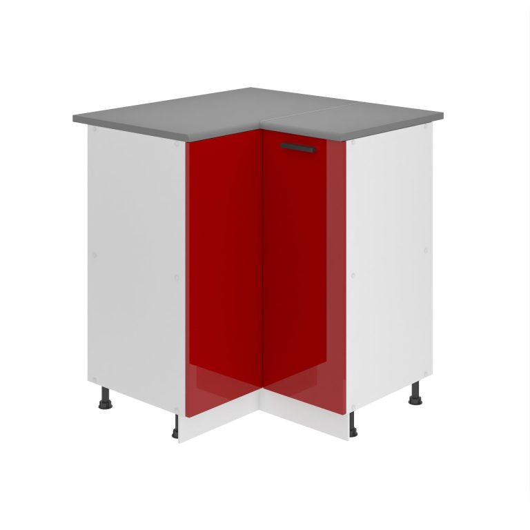 Corp de bucătărie Belini Premium Full Version colț inferior 90 cm rosu lucios cu blat INF SNP90/0/WT/R/B/B1/PP