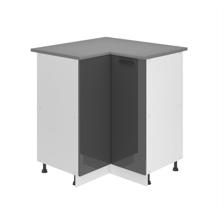 Corp de bucătărie Belini Premium Full Version colț inferior 90 cm gri lucios cu blat INF SNP90/0/WT/S/B/B1/PP