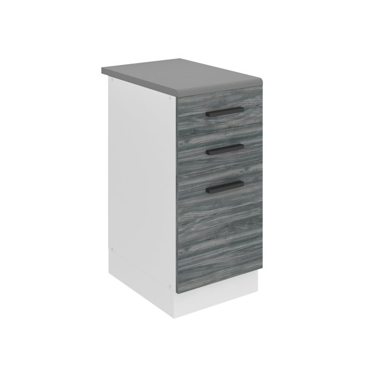 Corp de bucătărie Belini Premium Full Version inferior cu sertare 40 cm gri antracit Glamour Wood cu blat și inserție de tacâmuri