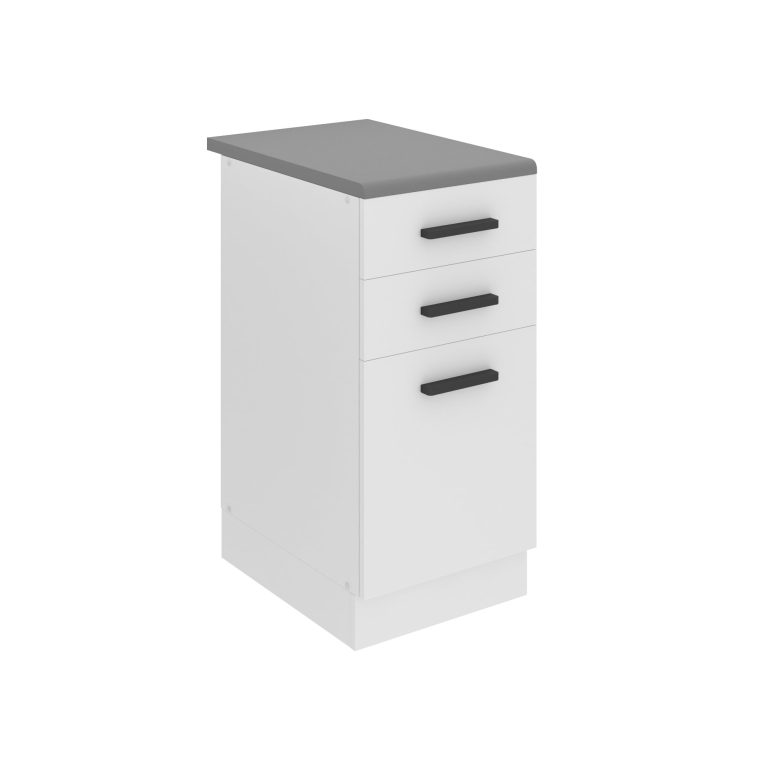Corp de bucătărie Belini Premium Full Version inferior cu sertare 40 cm alb mat cu blat