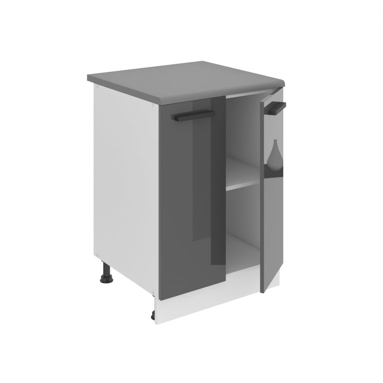 Corp de bucătărie Belini Premium Full Version inferior cu sertare  60 cm gri lucios cu blat INF SD2-60/0/WT/S/B/B1/PP