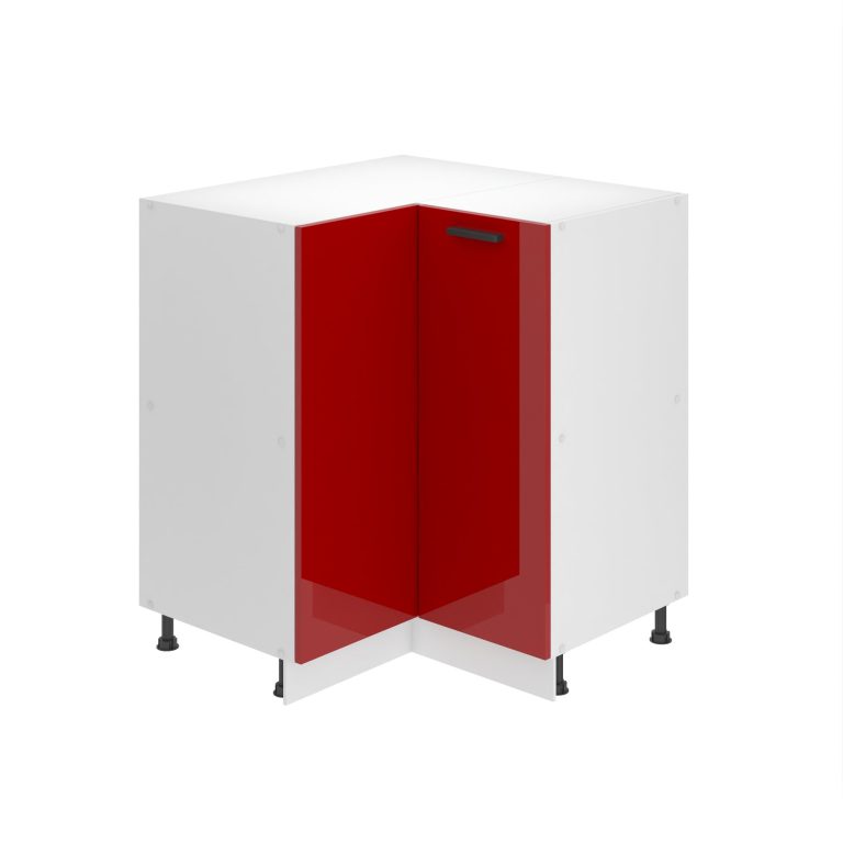 Corp de bucătărie Belini Premium Full Version colț inferior  90 cm roșu lucios cu blat INF SNP90/0/WT/R/0/B1/PP