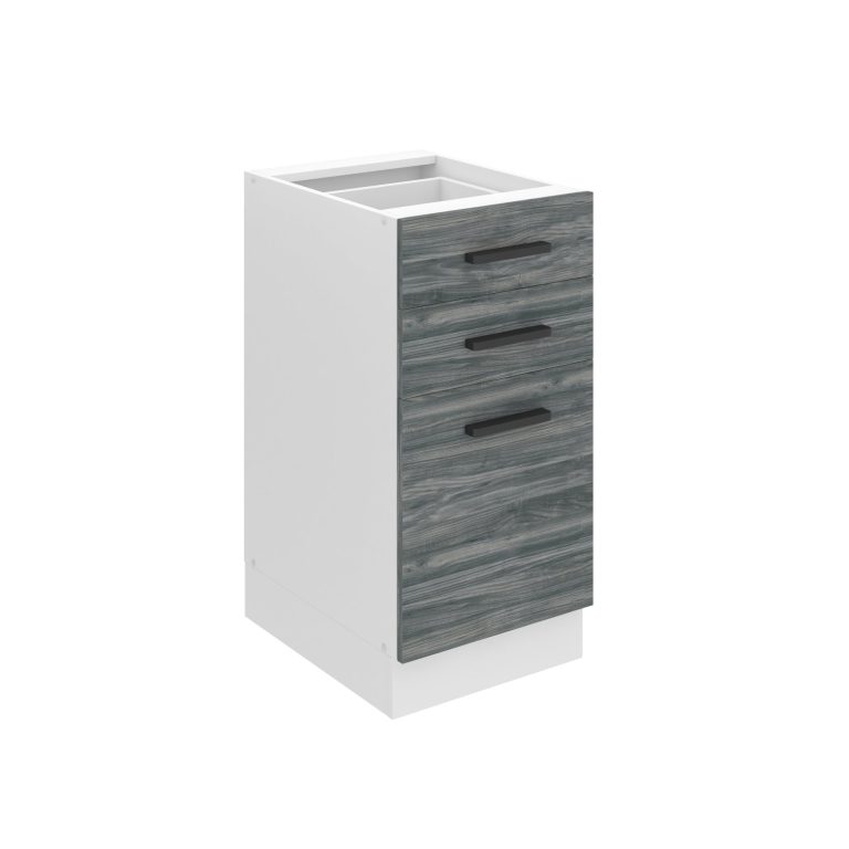 Corp de bucătărie inferior Belini Premium Full Version cu sertare 40 cm gri antracit Glamour Wood fără blat  TOR SDSZ40/0/WT/GW/0/B1/PP