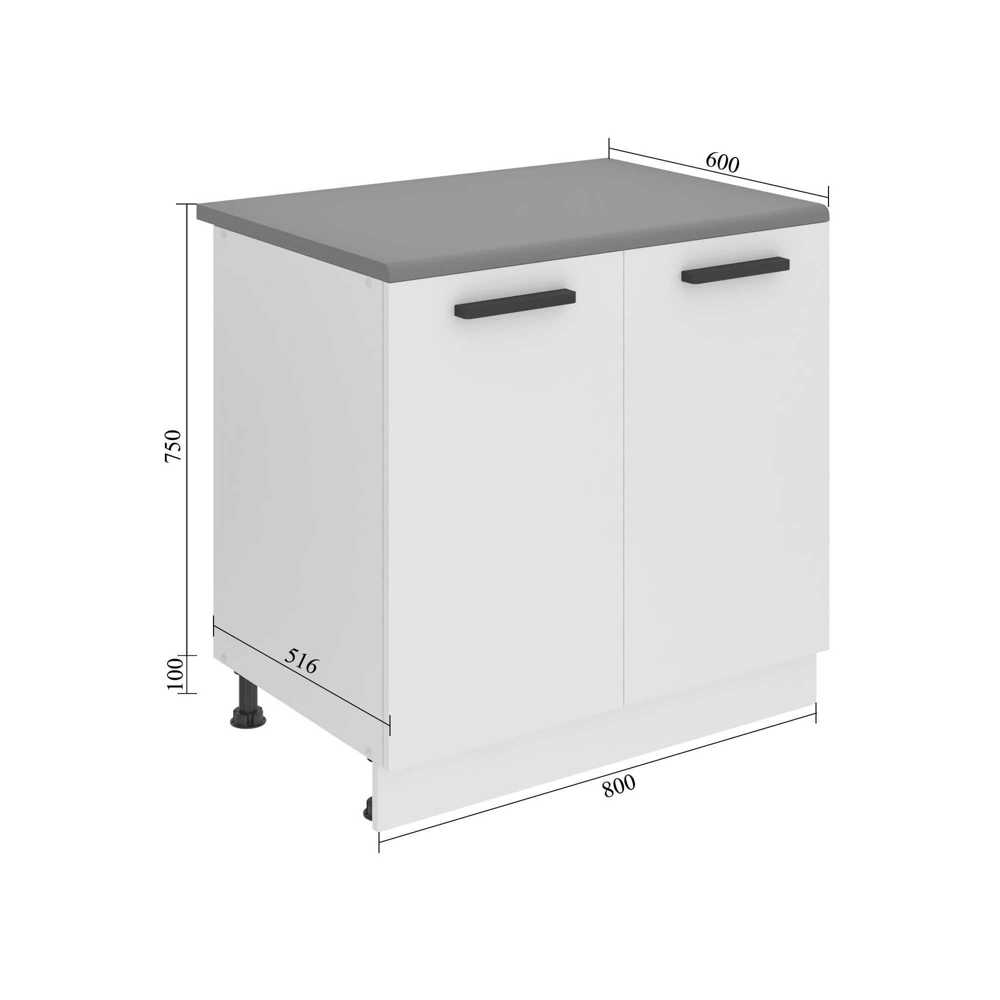 Corp de bucatarie Belini Premium Full Version inferior 80 cm mat alb fara blat TOR SD80/0/WT/WT/0/B1/PP