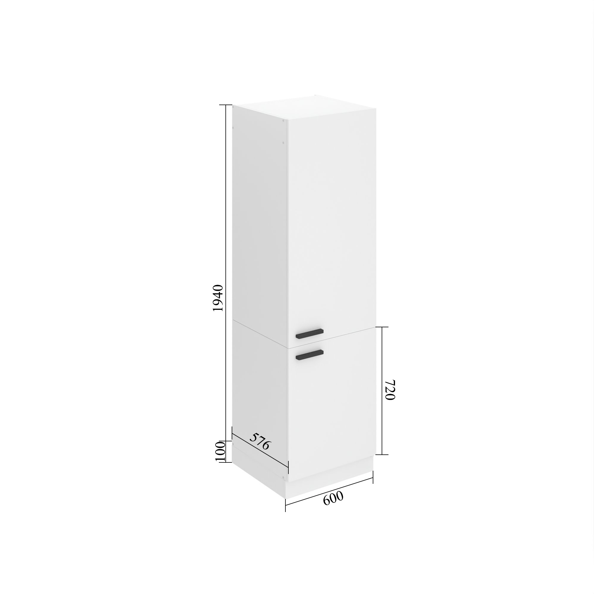 Corp de bucatarie inalt Belini Premium Full Version pentru frigider incorporabil  60 cm gri antracit Glamour Wood TOR SSL60/0/WT/GW/0/B1/PP