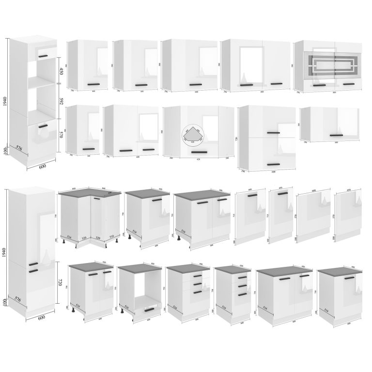 Corp de bucatarie Belini Premium Full Version inferior 60 cm alb lucios fara blat INF SD2-60/0/WT/W/0/B1/PP