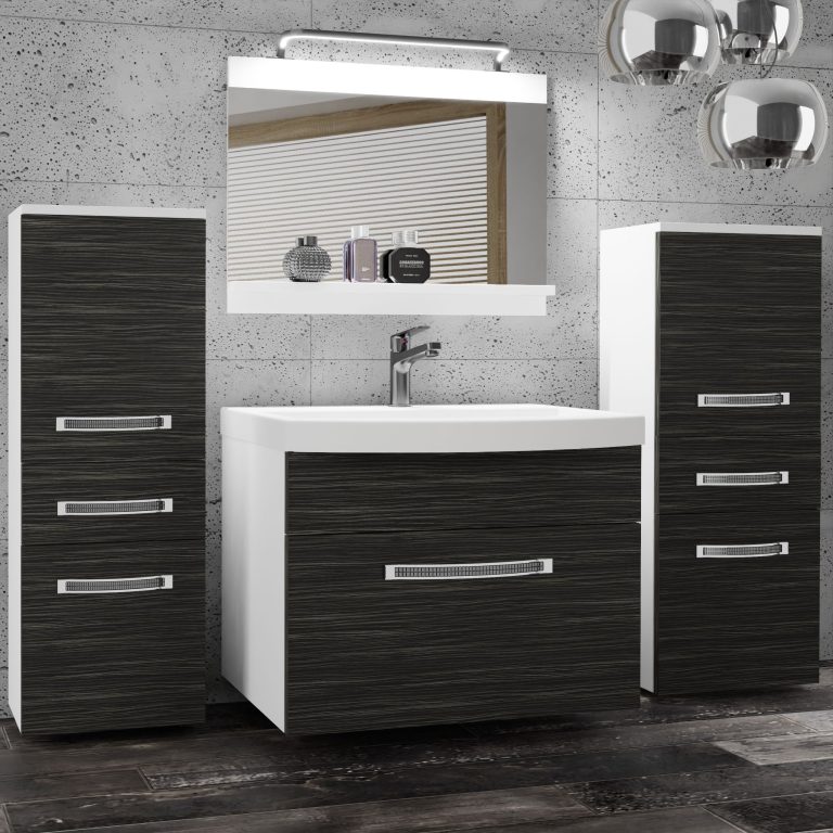 Set mobilă de baie Belini Premium Full Version Royal Ebony
+ chiuveta + oglinda + iluminare LED GLA M 4/0/W/HK/0/MB/PP