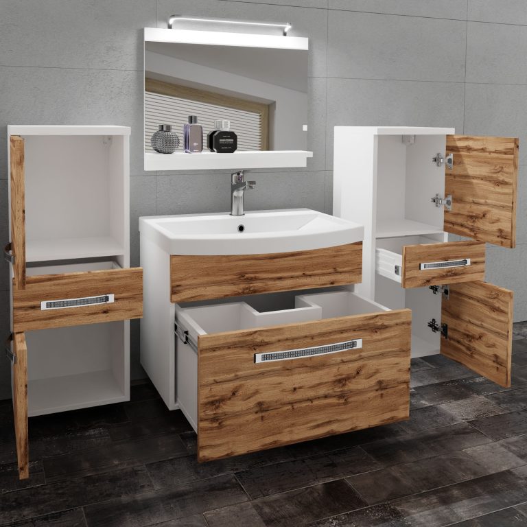Set mobilă de baie Belini Premium Full Version stejar wotan
+ chiuveta + oglinda + iluminare LED GLA M 4/0/W/DW/0/MB/PP