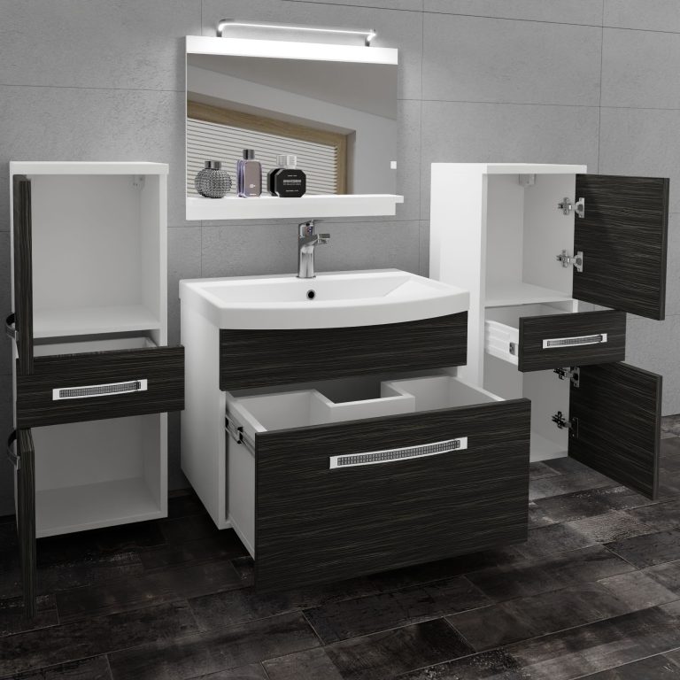 Set mobilă de baie Belini Premium Full Version Royal Ebony
+ chiuveta + oglinda + iluminare LED GLA M 4/0/W/HK/0/MB/PP