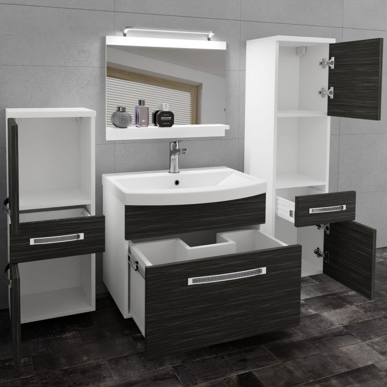 Set mobilă de baie Belini Premium Full Version Royal Ebony
+ chiuveta + oglinda + iluminare LED