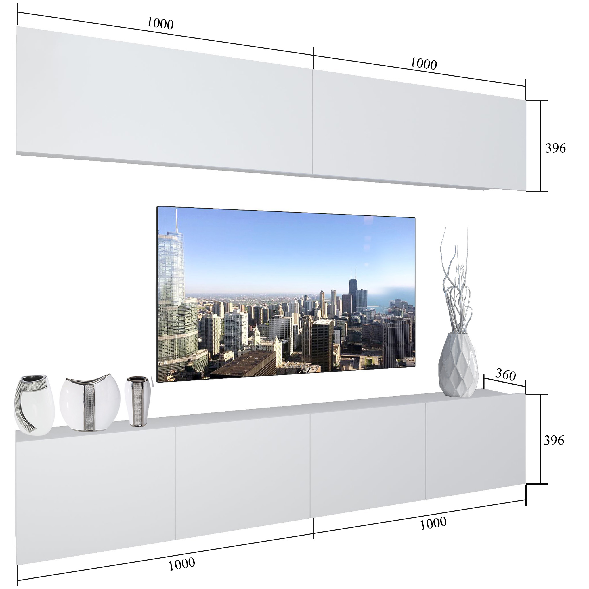 Mobila sufragerie  Belini Premium Full Version alb lucios + iluminare LED NEX 6/0/W/W/0/0/PP