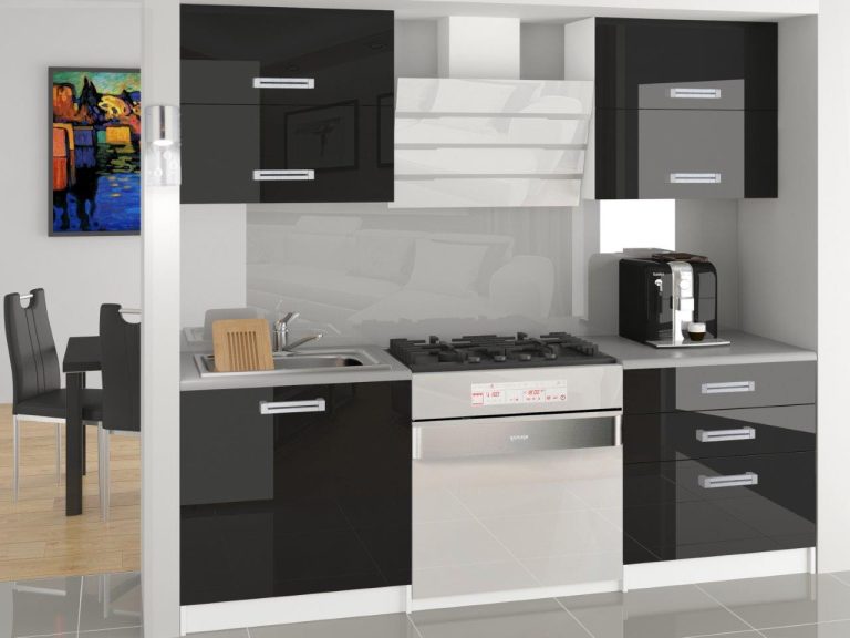 Mobila de bucatarie 120 negru lucios fara blat INF ELEGANTA2/2/WT/B/BB/B1
